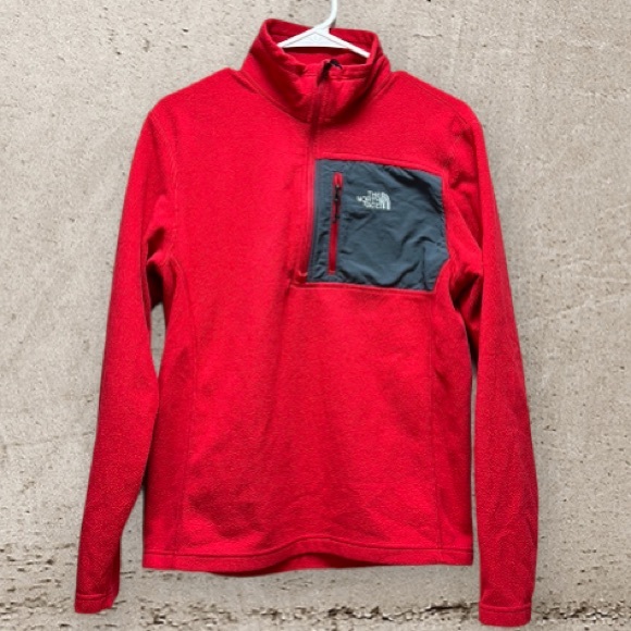 The North Face Red/Gray Holata 1/4 Zip Fleece Pullover Shirt Mens Size Small - Picture 3 of 7